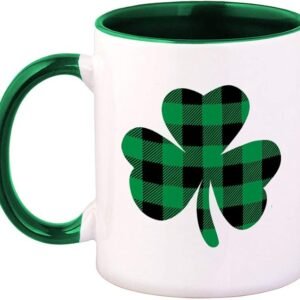 Colorful Coffee Mug Plaid Shamrock Clover